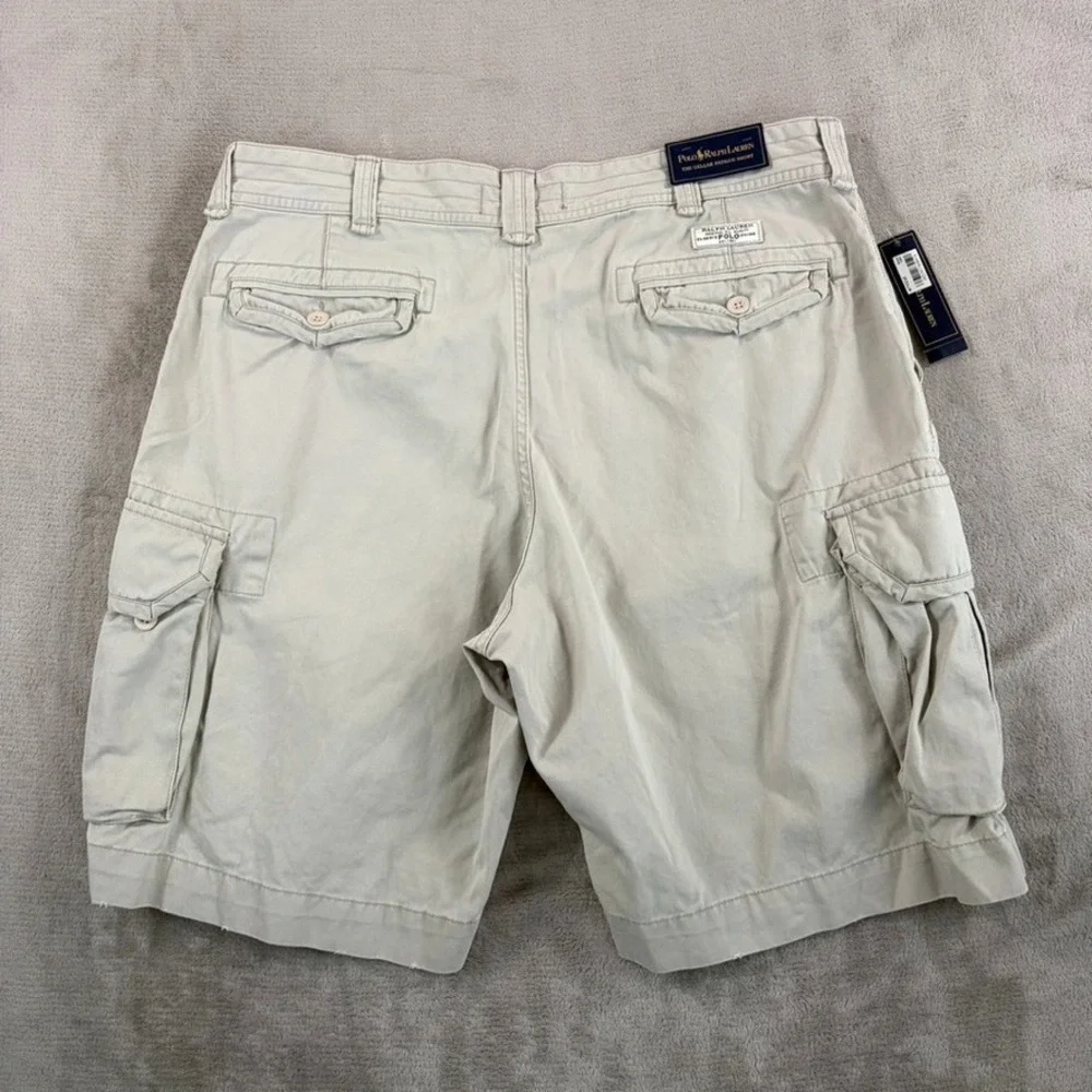 Vintage Polo Ralph Lauren Gellar Fatigue Cargo Shorts in Stone Men 40x10.5 NWT